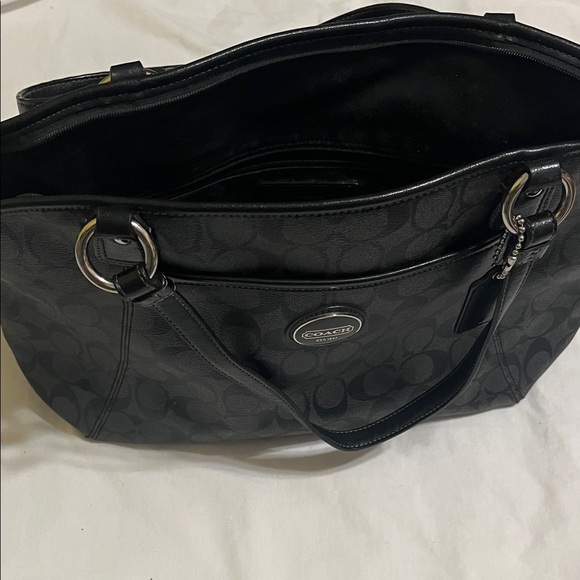 Coach Black Signature Tote with Logo Plaque - Picture 7 of 7